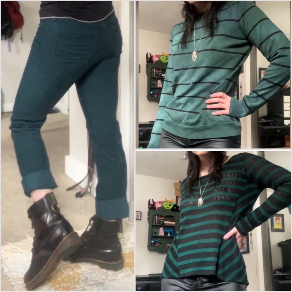 BUNDLE grunge green and black stripes set of 3 items